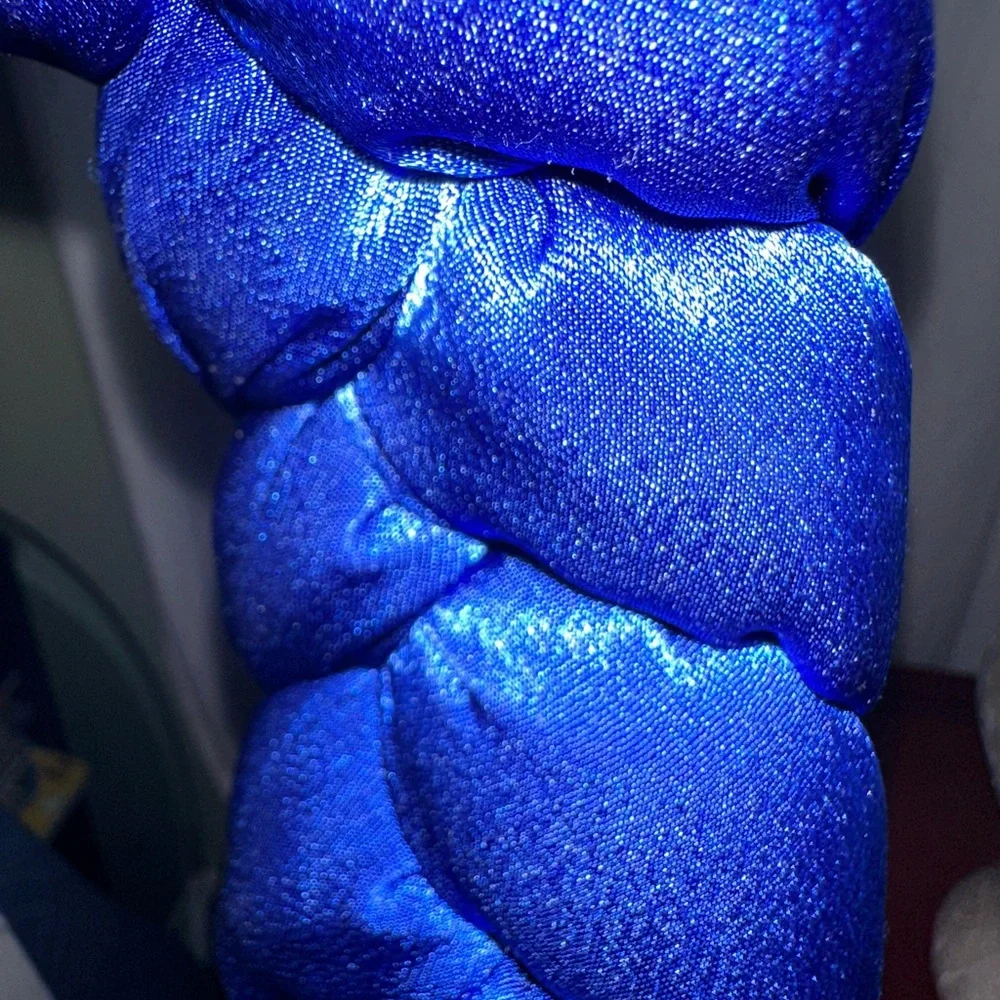 Blue Satin Braid Headband With Rhinestones - One Size